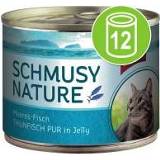 👉 Katten voer Schmusy Nature vis 12 x 185 g kattenvoer - tonijn puur