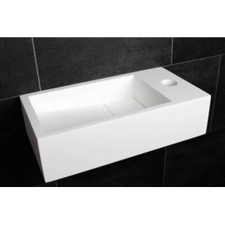 👉 Fontein wit solid surface rechthoekig Luca 35x18,5x9cm met kraangat mat