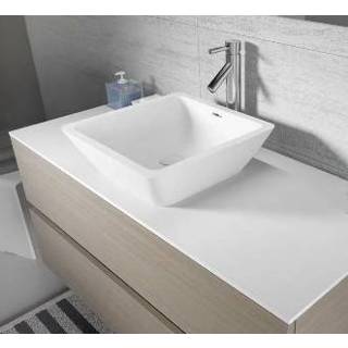 👉 Opzetwastafel solid surface vierkant wit Riho Avella 42cm