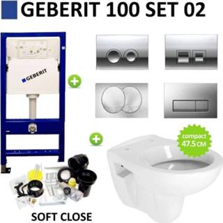 👉 Toiletset toilet Geberit UP100 set02 B&W Compact 47.5 cm met Delta drukplaat 8719304132226