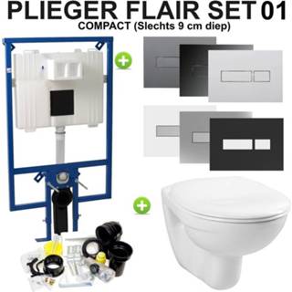 👉 Toiletset toilet Plieger Flair Compact set01 Boss & Wessing Basic Smart met DF drukplaat 8719304156390
