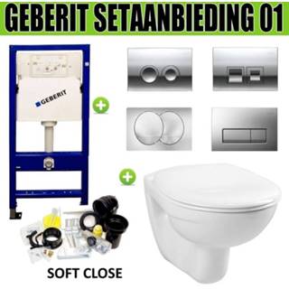 Toiletset toilet Geberit UP100 set01 Boss & Wessing Basic Smart met Delta drukplaat 8719304132035