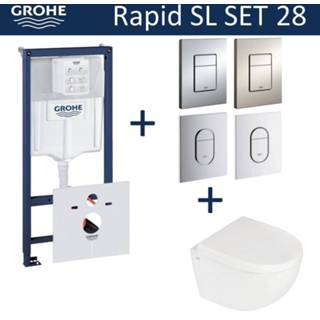 👉 Toiletset sl toilet Grohe Rapid set28 B&W Zero Compact 49.5cm met Arena of Skate drukplaat 8719304245582