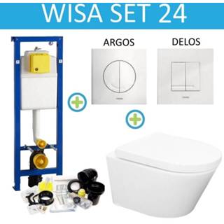 👉 Toiletset toilet Wisa XS set24 Wiesbaden Vesta Rimless 52 cm met Argos of Delos drukplaat 8719304248217