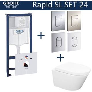 👉 Toiletset sl toilet Grohe Rapid set24 Wiesbaden Vesta Rimless 52 cm met Arena of Skate drukplaat 8719304248354