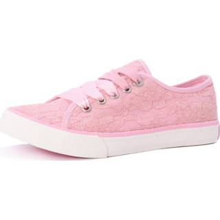 👉 Sneakers roze textielstof vrouwen S Oliver kant 4055062221838
