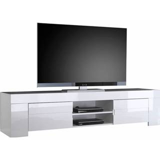 👉 Wit spaanplaat Tv Meubels glans meubel Esso 190 cm lang - Hoogglans