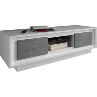 👉 Wit grijs hout Tv Meubels meubel SKY 156 cm breed - met beton