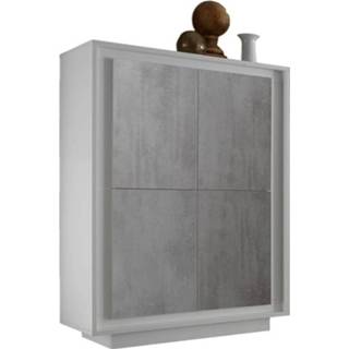 👉 Opbergkast wit grijs spaanplaat kasten SKY 146 cm hoog - met beton