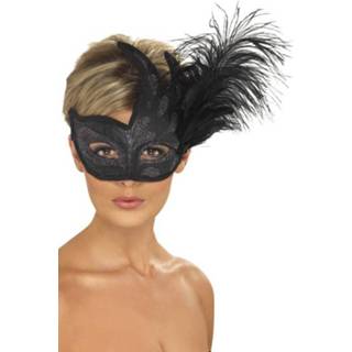 👉 Verenmasker One Size unisex zwart Gedecoreerd Colombina Veren Masker 5020570400241