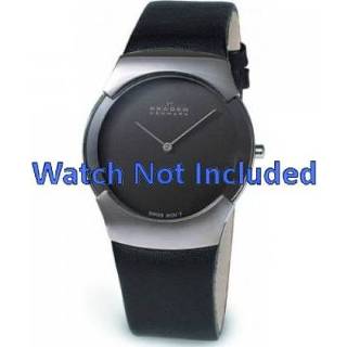👉 Horlogeband leder leather zwart Skagen 582XLSLM / 583XLSLC 8719217020412