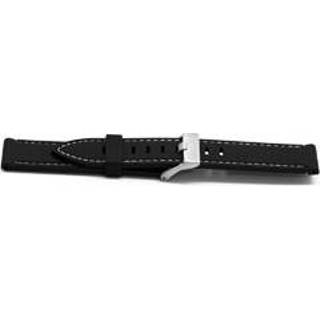 👉 Horlogeband zwart wit rubber 22mm + stiksel EX XH18