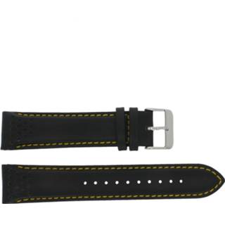 👉 Horlogeband zwart geel leder Pulsar VK63.X001 22mm + stiksel