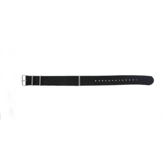 👉 Horlogeband zwart leder textiel 20mm RO 4