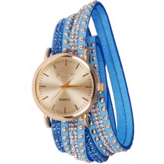 👉 Armband blauw goud vrouwen Geneva horloge Studs Blue Gold