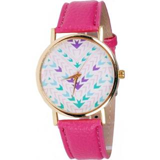 👉 Horloge roze vrouwen goud Geneva Fashion Aztec Dark Pink