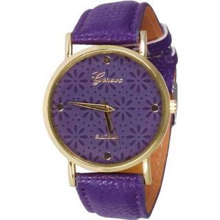 👉 Horloge purper vrouwen goud Geneva Platinum Fashion Floral Purple