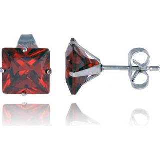👉 Oorbel rood edelstaal vrouwen LGT Jewels Stud oorbellen Classic Red 8mm