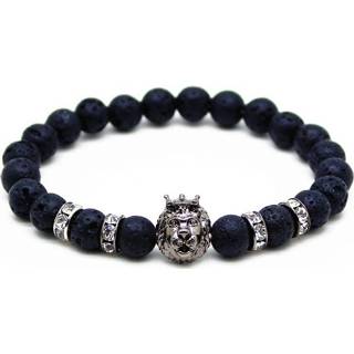 👉 Kralenarmband grijs One Size vrouwen Memphis kralen armband Lavasteen Lionhead Grey