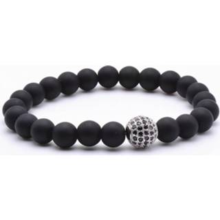 👉 Kralenarmband zilver One Size vrouwen Memphis kralen armband Agaat Pave Bead Silver