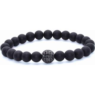 👉 Kralenarmband zwart One Size vrouwen Memphis kralen armband Agaat Pave Bead Black