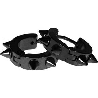 👉 Zwart edelstaal vrouwen LGT Jewels Creolen Spike Black