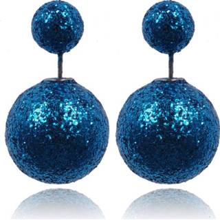 Double Dots oorbellen Shiny blauw vrouwen Oorbel blauw vrouwen Double Dots oorbellen Shiny Blue