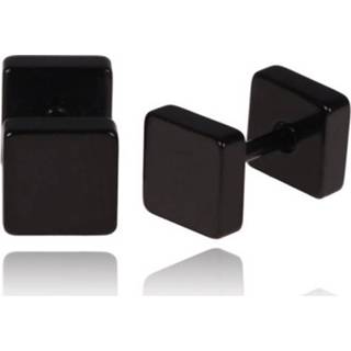 LGT Jewels Stud oorbellen Square zwart 4mm