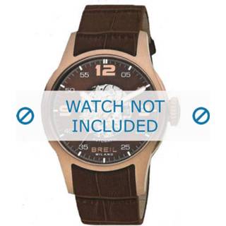 👉 Breil horlogeband BW0271 Croco leder Bruin + geel stiksel