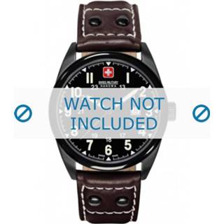 👉 Horlogeband bruin wit leder Swiss Military Hanowa 06-4181.13.007.05 19mm + stiksel