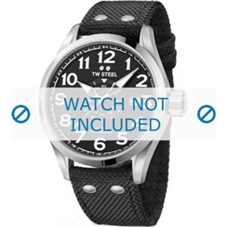 👉 Horlogeband zwart textiel textiles TW Steel VS1 / VS3 22mm + stiksel 8719217071438