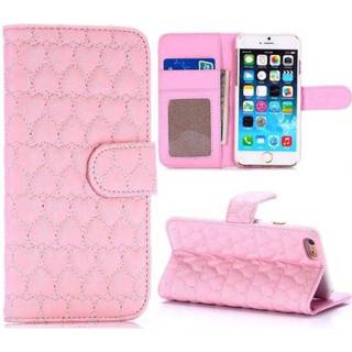👉 Portemonnee roze hartjes gestikte iPhone 6 hoes 8701077809993