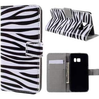 Portemonnee PU leer Zebra bekleed Galaxy S7 hoesje 8701077810975