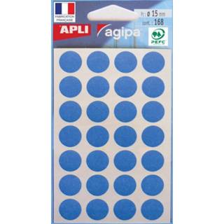 👉 Agipa ronde etiketten in etui diameter 15 mm, blauw, 168 stuks, 28 per blad