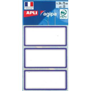 👉 Agipa schooletiketten ft 75 x 34 mm (b x h), 24 etiketten per etui, blauwe rand