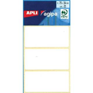 👉 Agipa witte etiketten in etui ft 34 x 75 mm (b x h), 21 stuks, 3 per blad