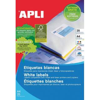 👉 Apli afneembare witte etiketten ft 25,4 x 10 mm (b x h), 4.725 stuks, 189 per blad etui van 25 blad