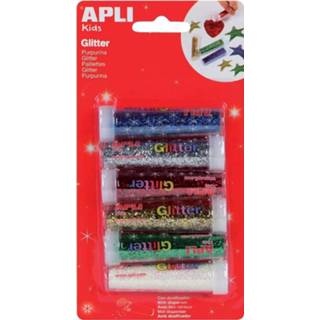 👉 Apli Kids glitterpoeder, blister met 6 tubes in geassorteerde kleuren