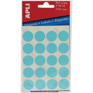 👉 Apli ronde etiketten in etui diameter 19 mm, blauw, 100 stuks, 20 per blad (2064)