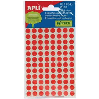 👉 Apli ronde etiketten in etui diameter 8 mm, rood, 288 stuks, 96 per blad (2046)