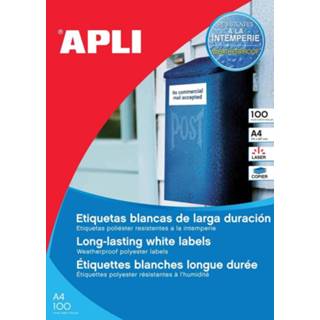 👉 Apli Weerbestendige etiketten ft 210 x 297 mm (b x h), 100 stuks, 1 per blad, doos van 100 blad