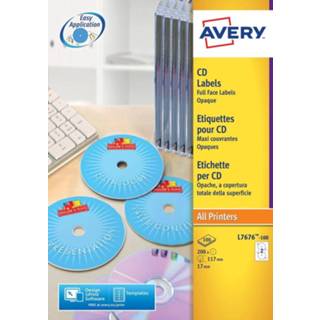 👉 Avery L7676-100 CD etiketten, diameter 117 mm, 200 etiketten, wit