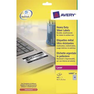 👉 Avery ultra-sterke zilverkleurige etiketten ft 45,7 x 21,2 mm (b x h), 960 stuks, 48 per blad