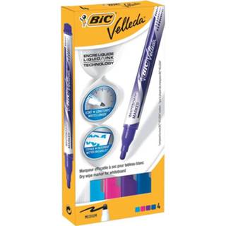 👉 Bic Velleda whiteboardmarker liquid ink fashion kleuren ophangbaar doosje van 4 stuks