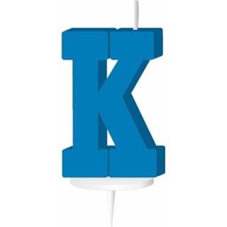 👉 Letterkaars blauw Feestartikelen letterkaarsje met houder K