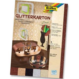 👉 Folia Glitterkarton Classic (koper, zilver, zwart, champagnekleur en brons)
