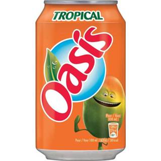 👉 Oasis Tropical vruchtenlimonade, blik van 33 cl, pak van 24 stuks