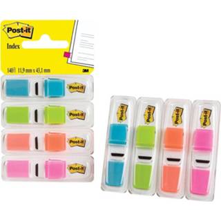 👉 Post-it Index Smal, 4 x 35 tabs, turkoois, lichtgroen, oranje en roze