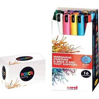 👉 Uni-ball Paint Marker op waterbasis Posca PC-1MR, doos van 16 stuks in geassorteerde kleuren