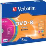 Verbatim DVD recordable DVD-R, doos van 5 stuks, individueel verpakt (Slim Case)